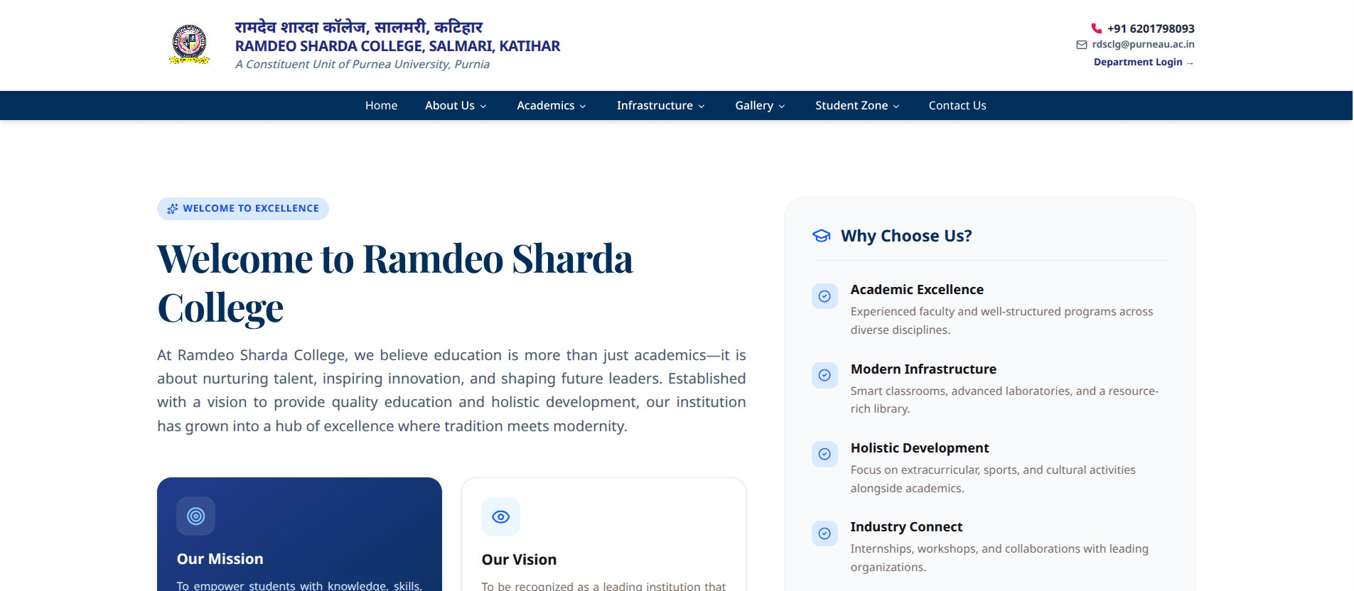 Ramdeo Sharda College — Campus Informative & Management Portal